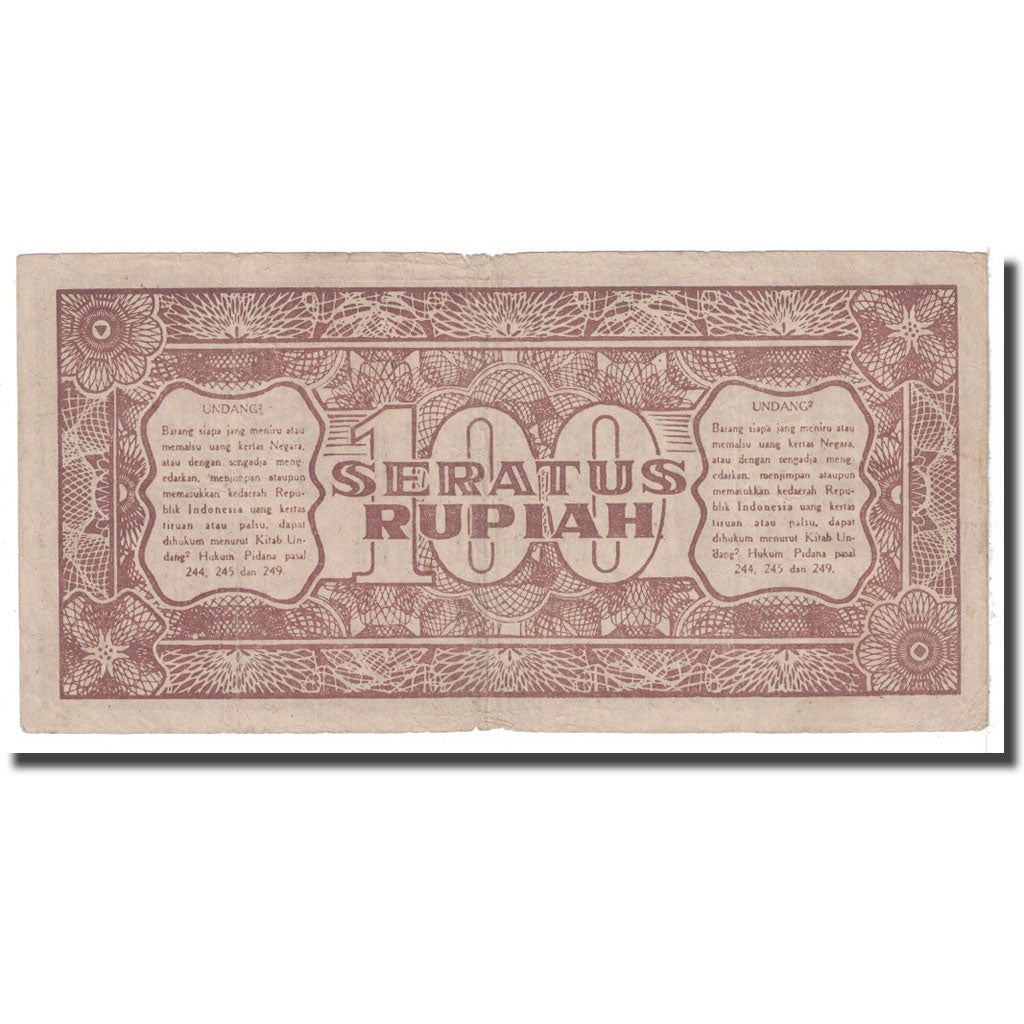 Billet, Indonésie, 100 Rupiah, 1947, 1947-07-26, KM:29, B+