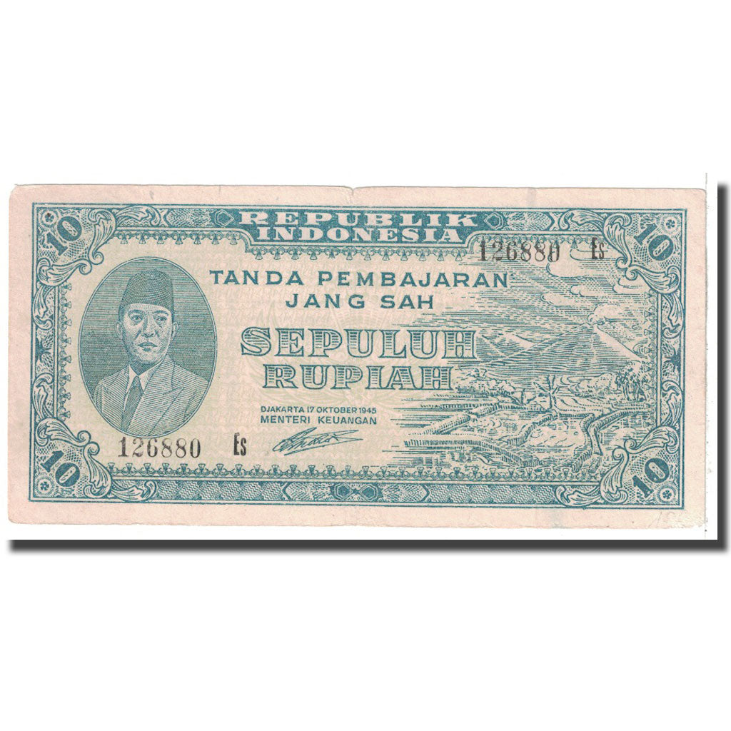 Banknote, Indonesia, 10 Rupiah, 1945, 1945-10-17, KM:19, EF(40-45)