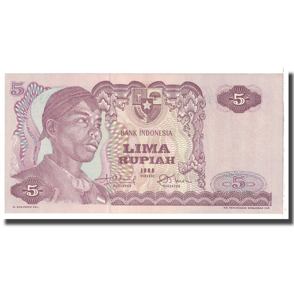 Billete, 5 Rupiah, 1968, Indonesia, KM:104a, SC