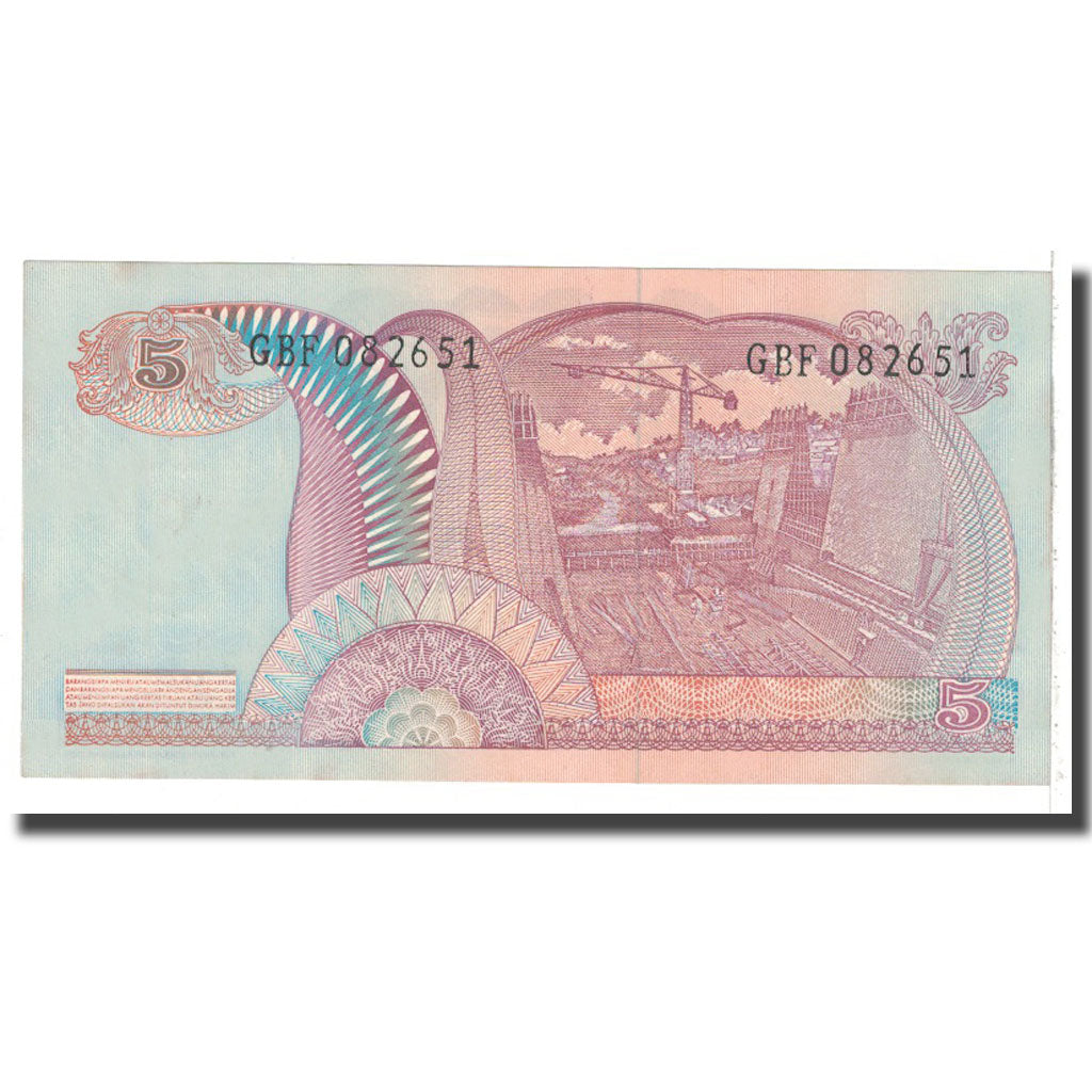 Biljet, Indonesië, 5 Rupiah, 1968, KM:104a, SPL