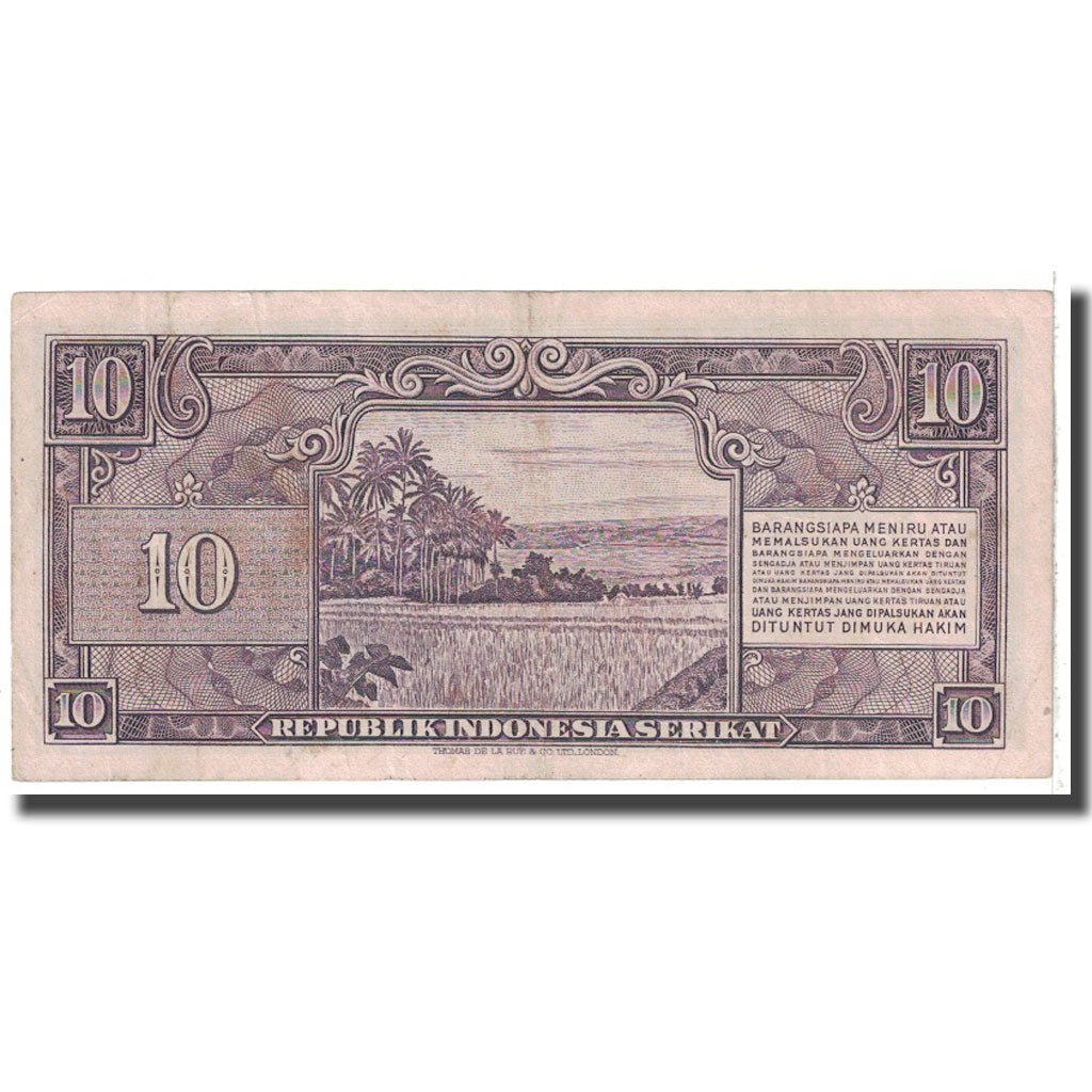 Banknote, Indonesia, 10 Rupiah, 1950, KM:37a, VF(30-35)