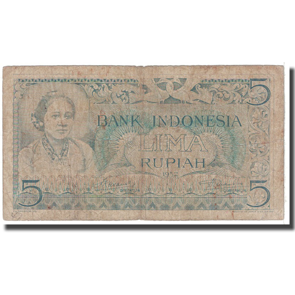 Banknote, Indonesia, 5 Rupiah, 1952, KM:42, VG(8-10)