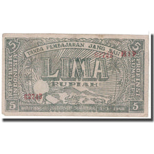 Banknote, Indonesia, 5 Rupiah, 1948, 1948-01-01, KM:S189a, VF(20-25)