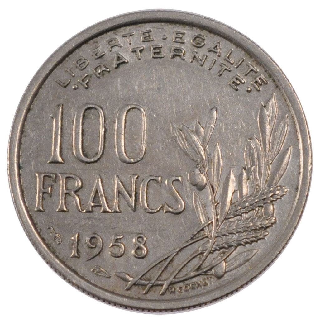 FRANCE, 100 Francs, 1958, EF(40-45), Cupro-nickel, 6.02