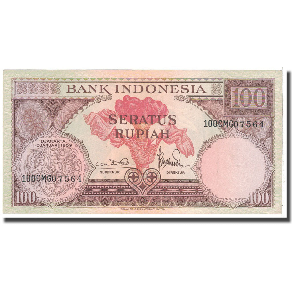 Banknote, Indonesia, 100 Rupiah, 1959, 1959-01-01, KM:69, AU(55-58)