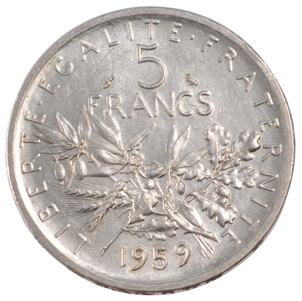 FRANCE, 5 Francs, 1959, MS(60-62), Silver, Gadoury #770, 12.03