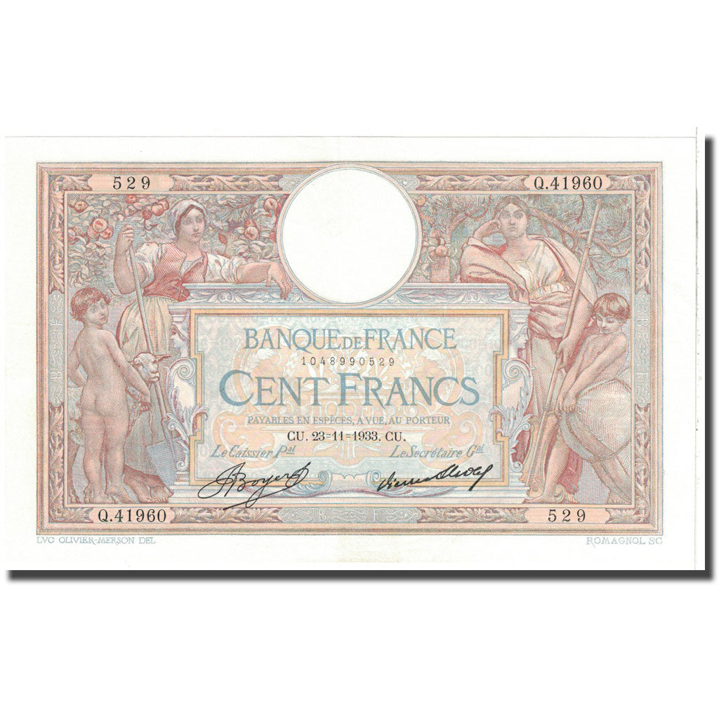 Frankrijk, 100 Francs, 1933, 1933-11-23, TTB+, Fayette:24.12, KM:78c