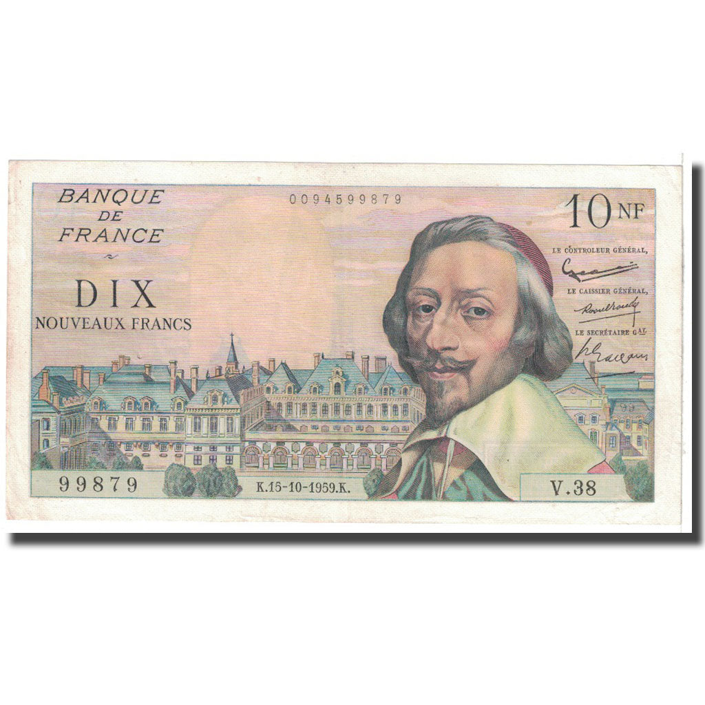 France, 10 Nouveaux Francs, 1959, 1959-10-15, EF(40-45), Fayette:57.3, KM:142a