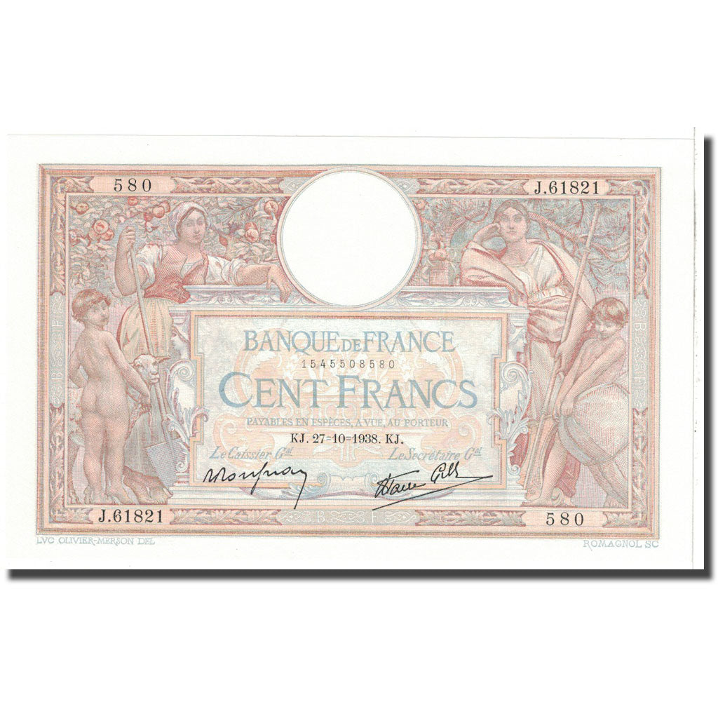 Frankrijk, 100 Francs, 1938, 1938-10-27, SPL, Fayette:25.33, KM:86b