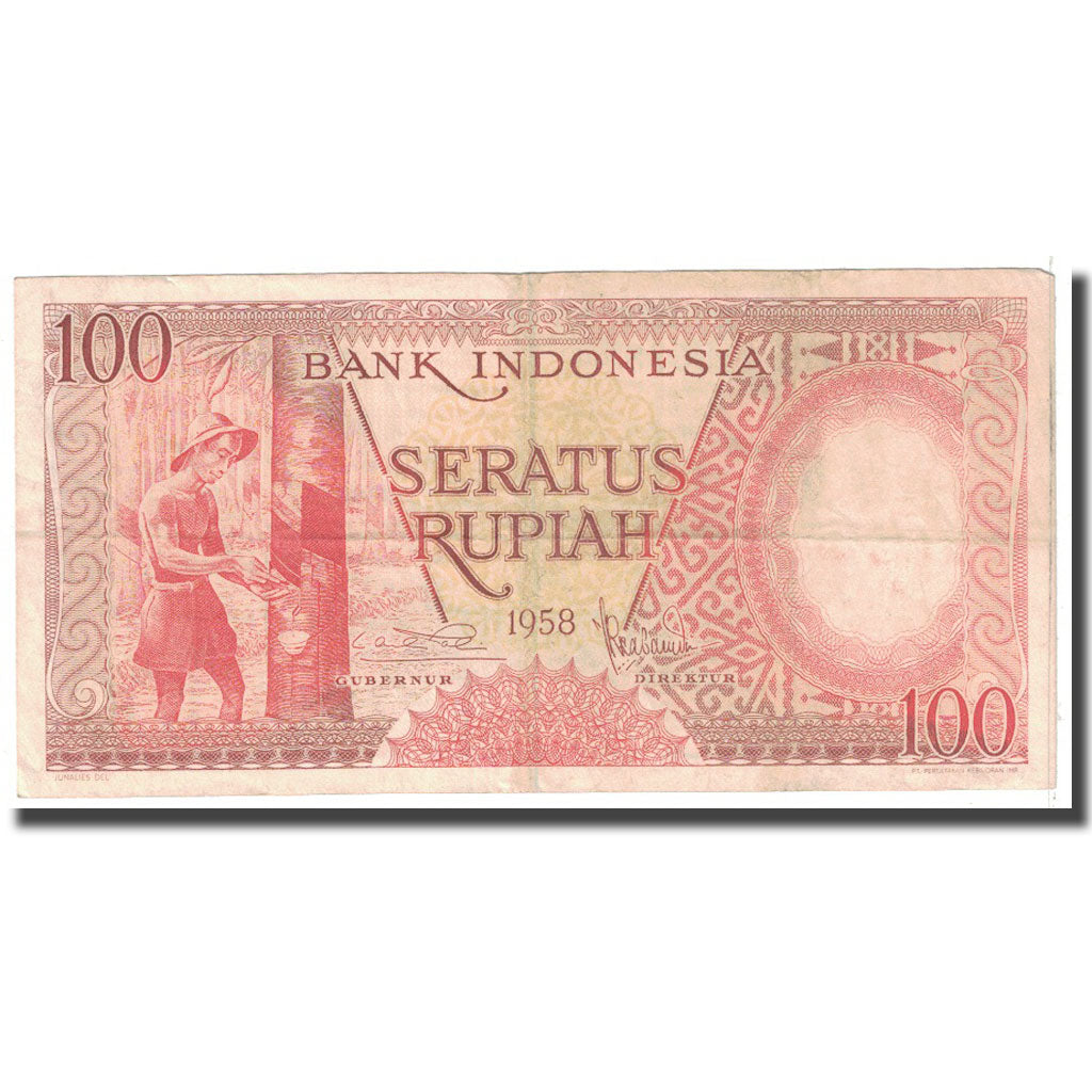 Biljet, Indonesië, 100 Rupiah, 1958, KM:59, TTB
