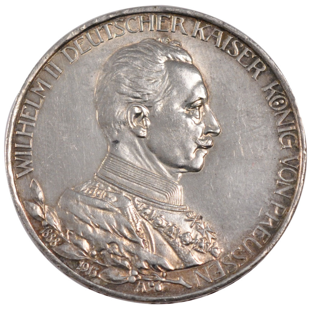GERMAN STATES, 3 Mark, 1913, Berlin, KM #535, AU(55-58), Silver, 33, 16.68