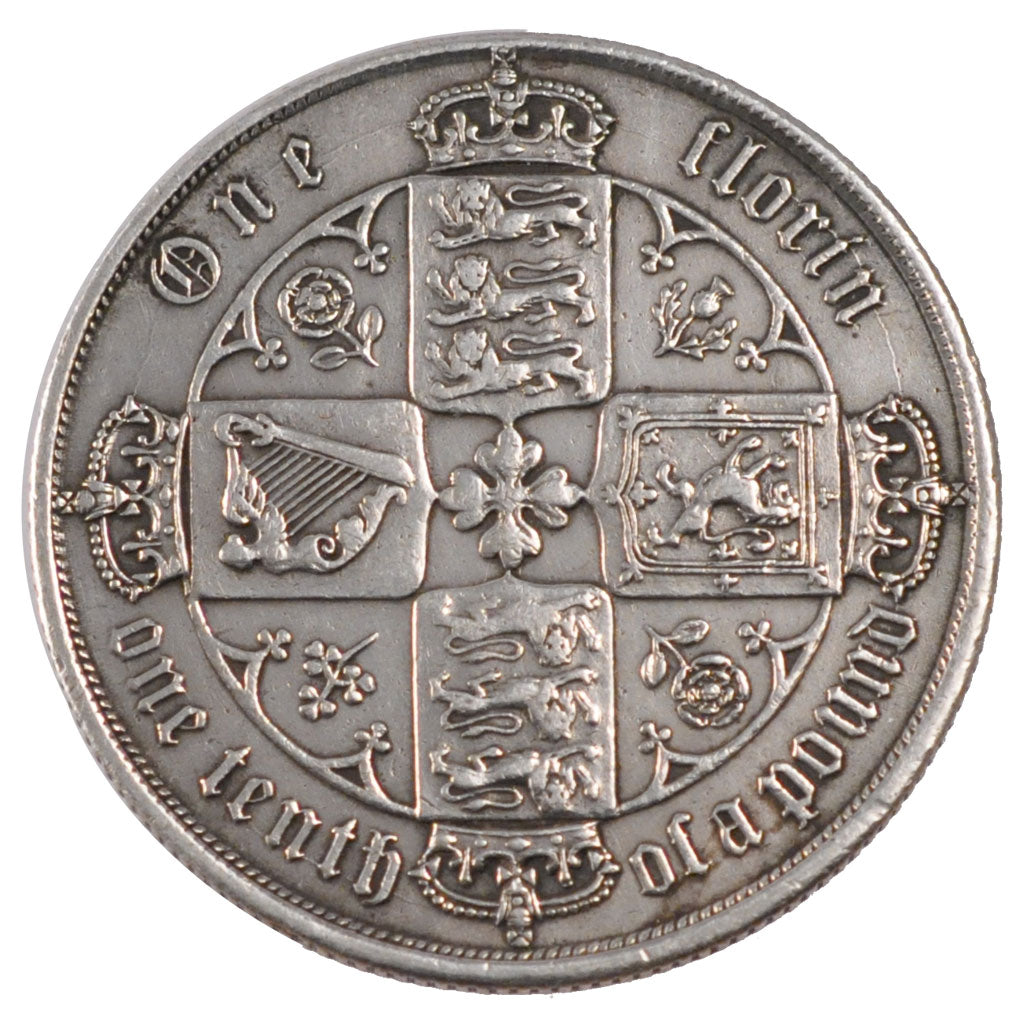 Great Britain, Florin, 1872, KM #746.1, EF(40-45), Silver, 11.33