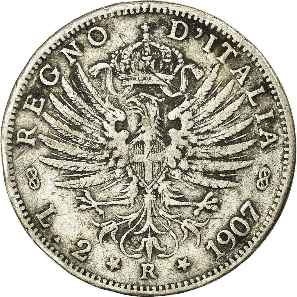 Italien, Vittorio Emanuele III, 2 Lire, 1907, Rome, Silber, S+, KM:33