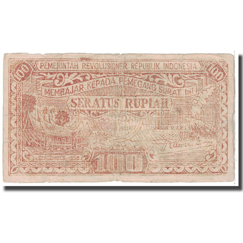 Banknote, Indonesia, 100 Rupiah, 1959, 9-1959, KM:S464, VF(20-25)