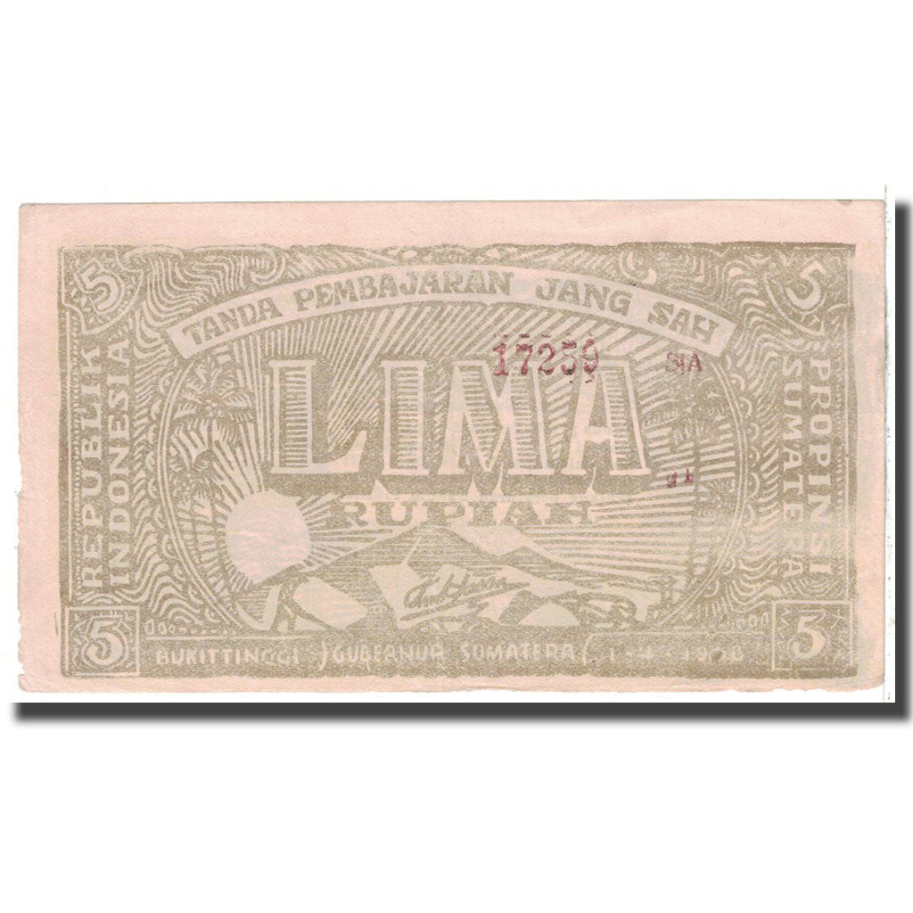 Banknote, Indonesia, 5 Rupiah, 1948, 1948-04-01, KM:S192c, VF(30-35)
