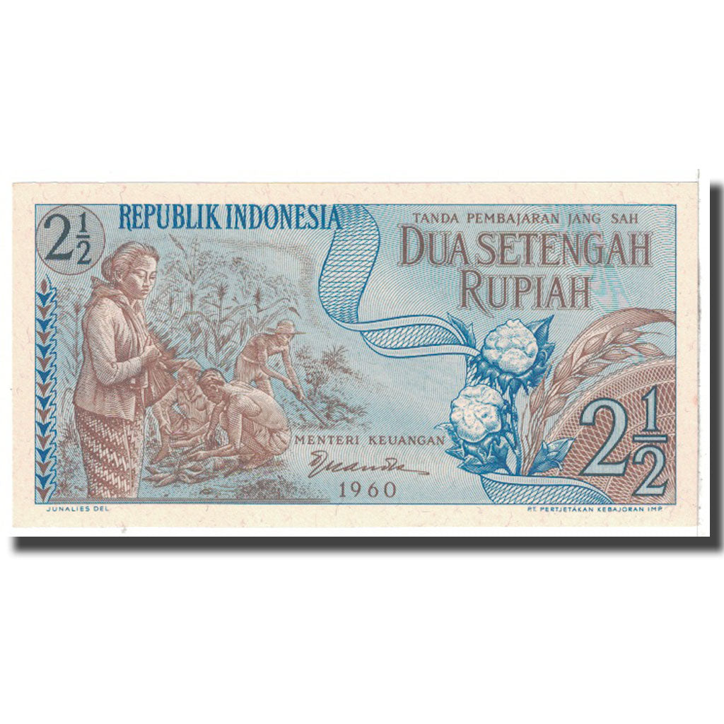 Banknote, Indonesia, 2 1/2 Rupiah, 1960, KM:77, AU(55-58)