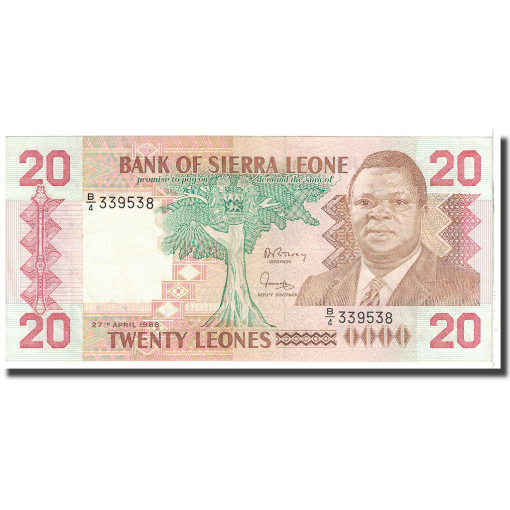 Banknote, Sierra Leone, 20 Leones, 1984, 1988-04-27, KM:16, AU(55-58)