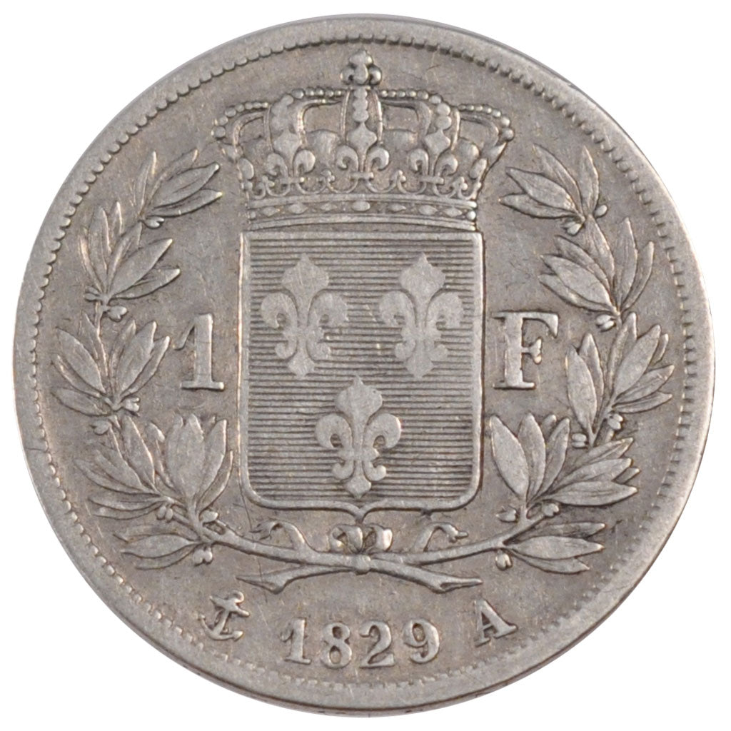 FRANCE, Charles X, 1 Franc, 1829, Paris, VF(30-35), Silver, Gadoury #450, 4.86