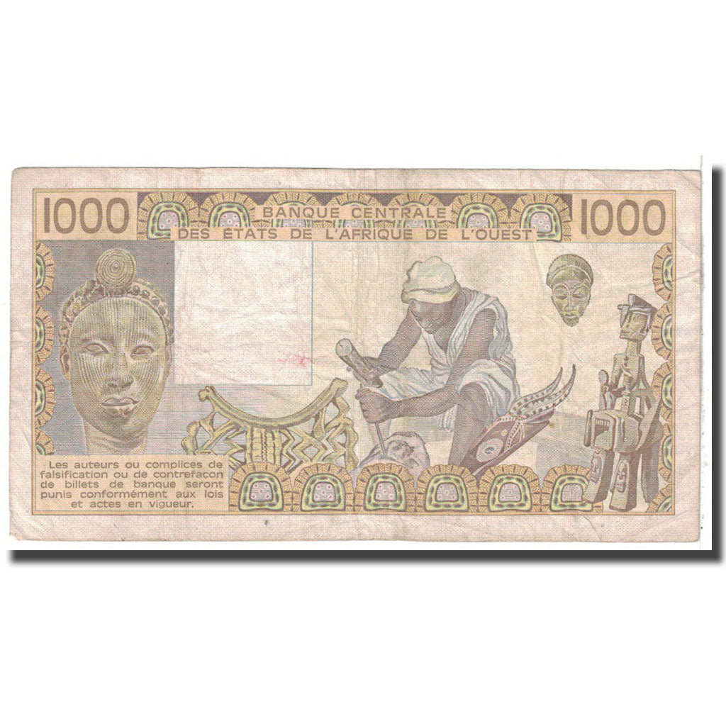 Banknote, West African States, 1000 Francs, 1985, KM:406Df, VF(20-25)