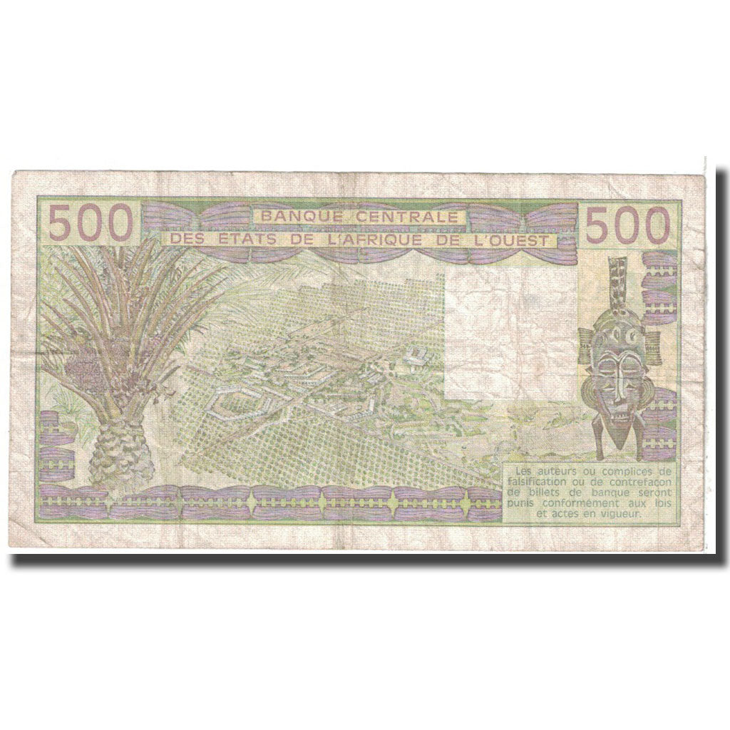 Banknote, West African States, 500 Francs, 1987, KM:706Kj, VF(20-25)