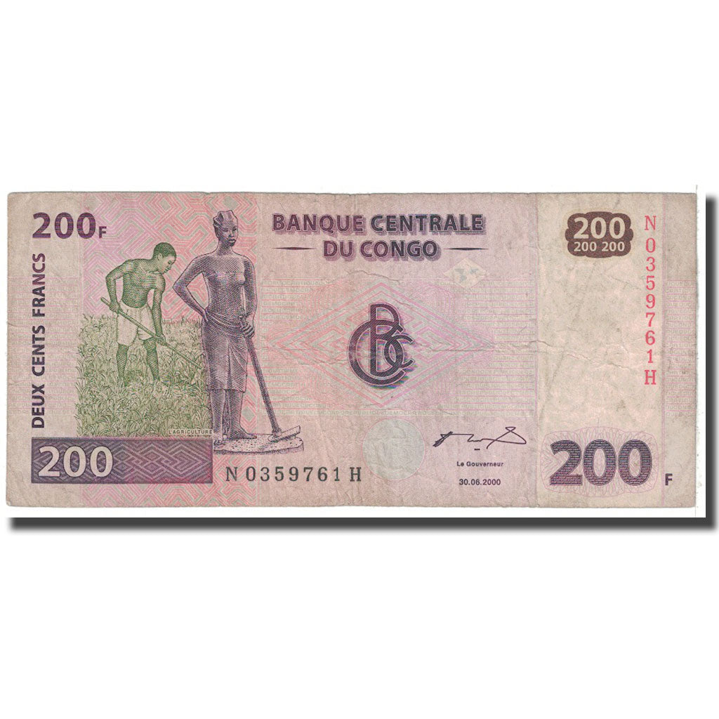 Billete, 200 Francs, 2000, República Democrática de Congo, 2000-06-30, KM:95a