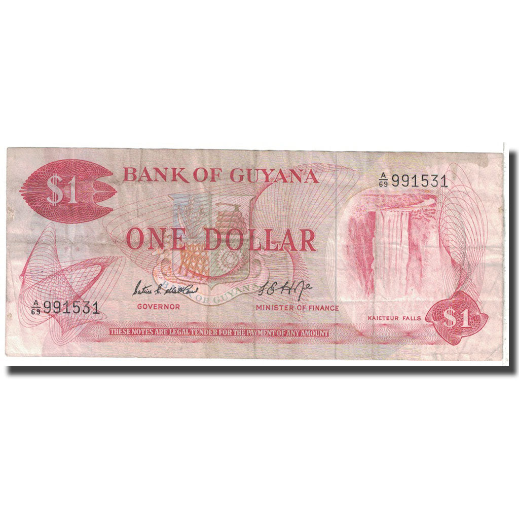 Banknote, Guyana, 1 Dollar, 1992, KM:21g, VG(8-10)