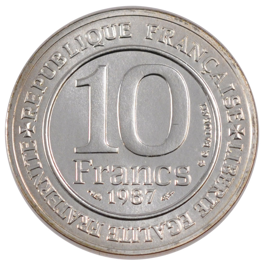 FRANCE, 10 Francs, 1987, MS(65-70), Silver, Gadoury #820, 12.00