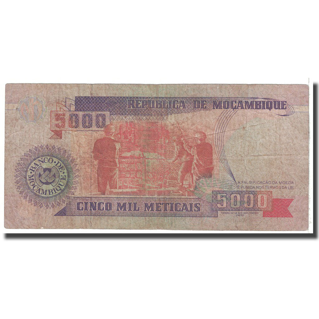Banknote, Mozambique, 5000 Meticais, 1991, 1991-06-16, KM:136, VG(8-10)