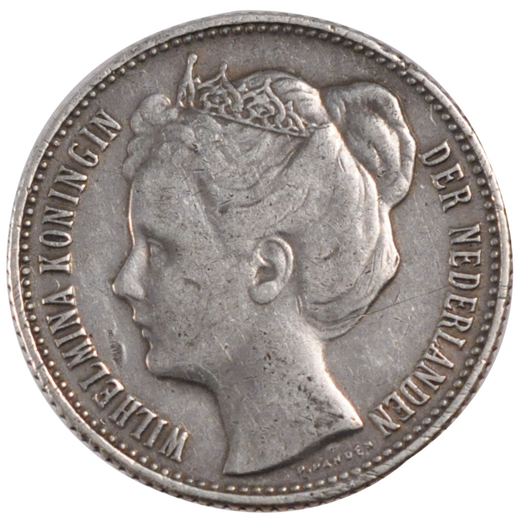 NETHERLANDS, 1/2 Gulden, 1908, KM #121.2, EF(40-45), Silver, 22, 4.96