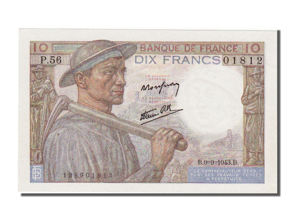 FRANCE, 10 Francs, 1943, KM #99d, 1943-09-09, , Fayette #8.9