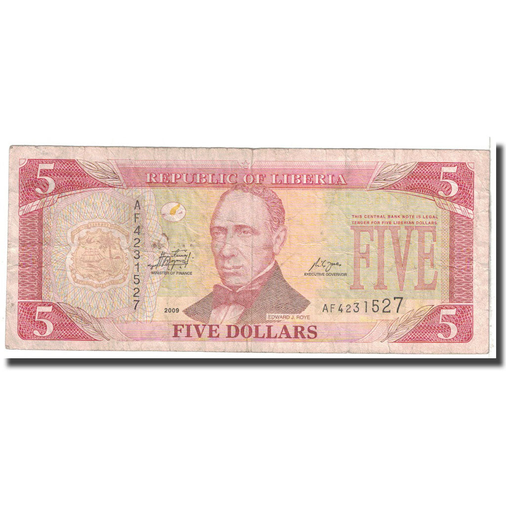 Biljet, Liberia, 5 Dollars, 2009, KM:26d, B