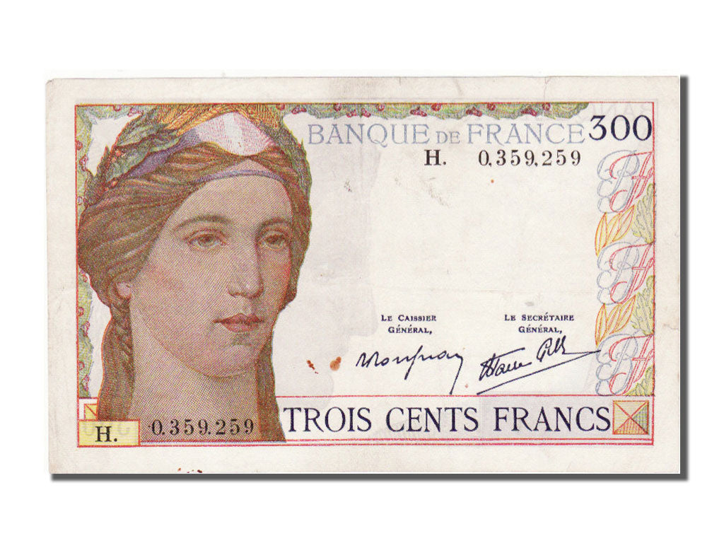 Francia, 300 Francs, 300 F 1938-1939, 1938, KM:87a, 1938-10-06, BB, Fayette:29.1