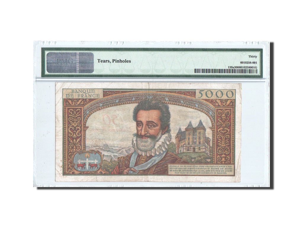 Banknote, France, 50 Nouveaux Francs on 5000 Francs, 1955-1959 Overprinted with