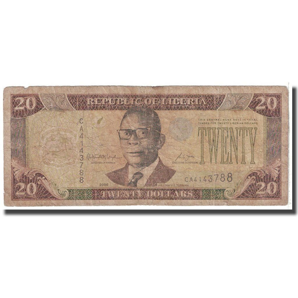 Banknote, Liberia, 20 Dollars, 2006, KM:28c, VG(8-10)