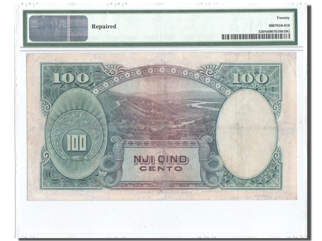 Banknote, Albania, 100 Franka Ari, 1939, Undated, KM:5, graded, PMG