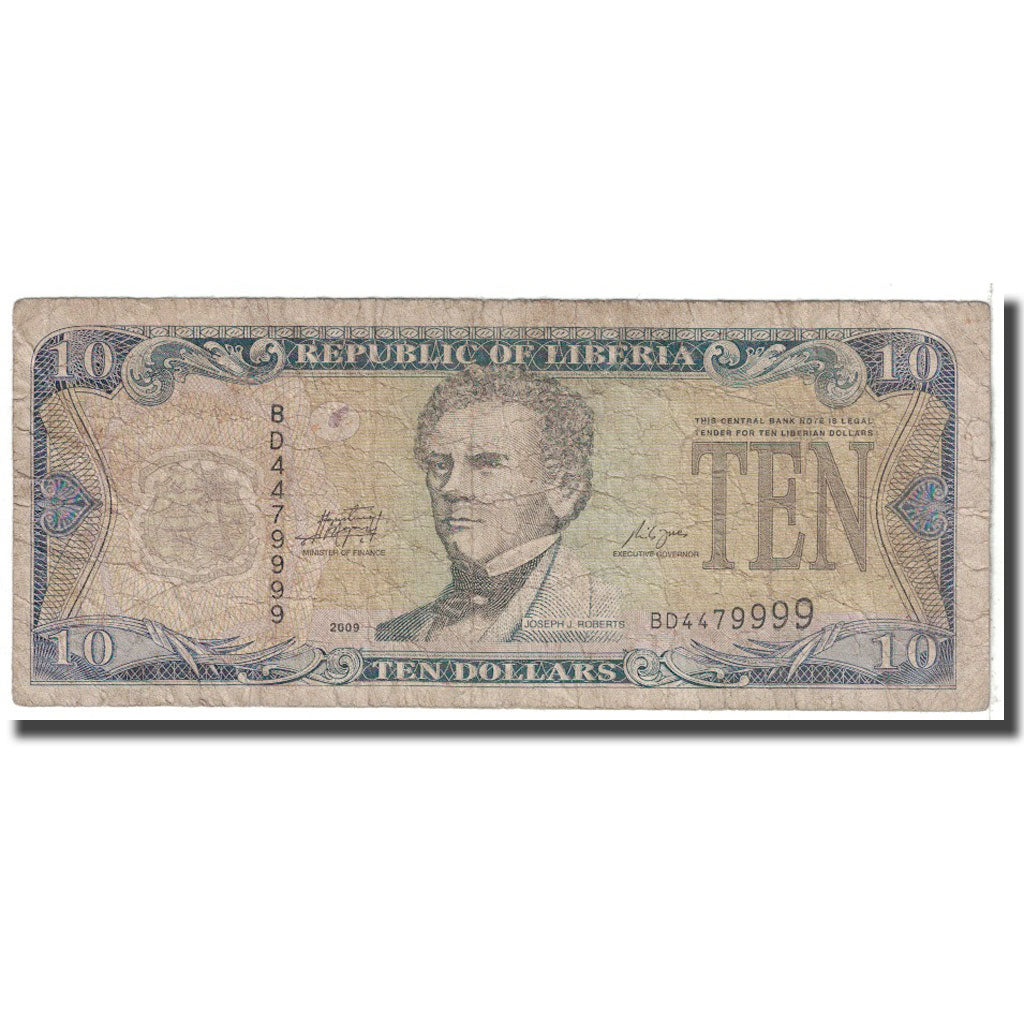 Banknote, Liberia, 10 Dollars, 2009, KM:27e, VG(8-10)