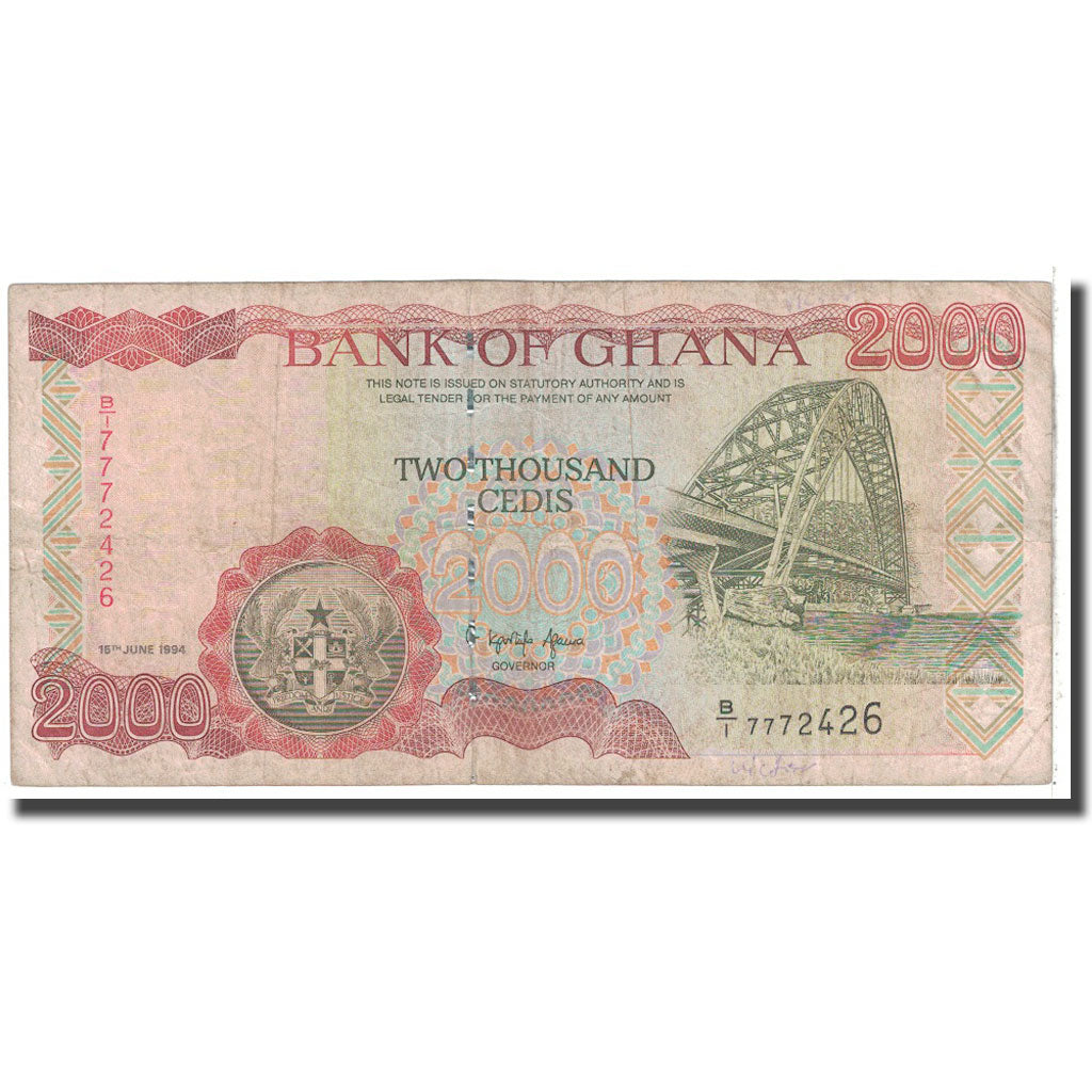 Banknote, Ghana, 2000 Cedis, 1994, 1994-06-15, KM:30a, VG(8-10)