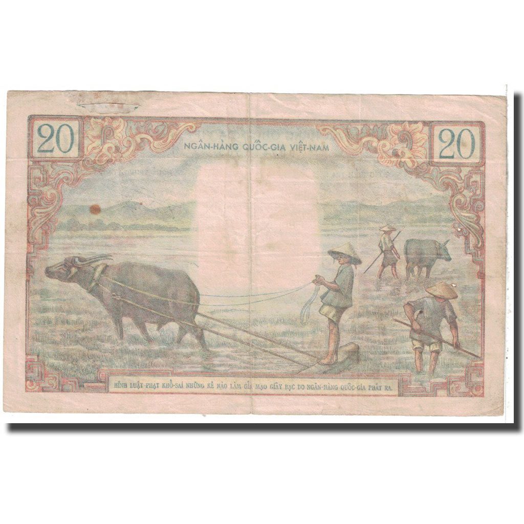 Banknote, South Viet Nam, 20 Dong, 1956, KM:4a, VF(20-25)