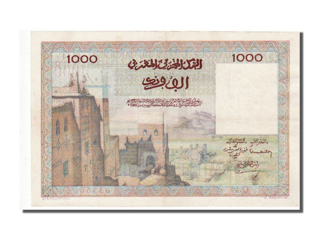Morocco, 1000 Francs, 1952, 1952-12-10, AU(55-58), Q 14