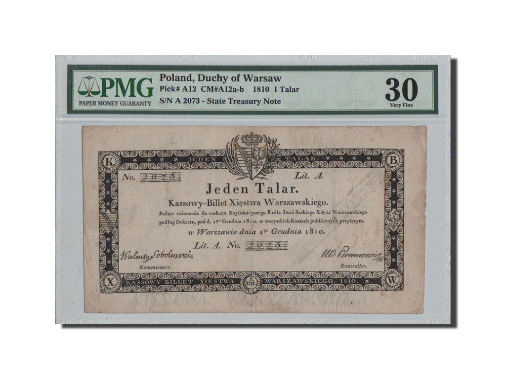 Geldschein, Polen, 1 Talar, 1810, 1810-12-01, KM:A12, graded, PMG, 6010054-001
