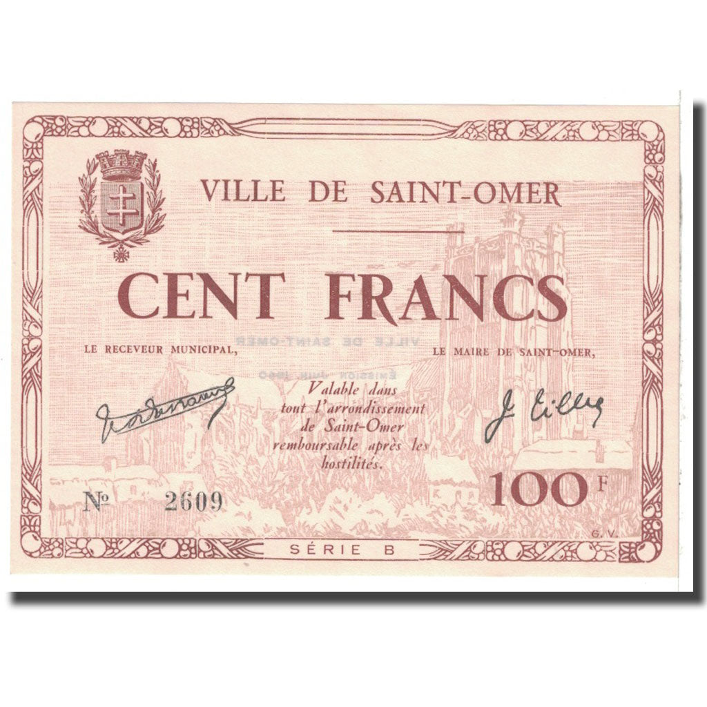 France, Saint-Omer, 100 Francs, 1940, SPL