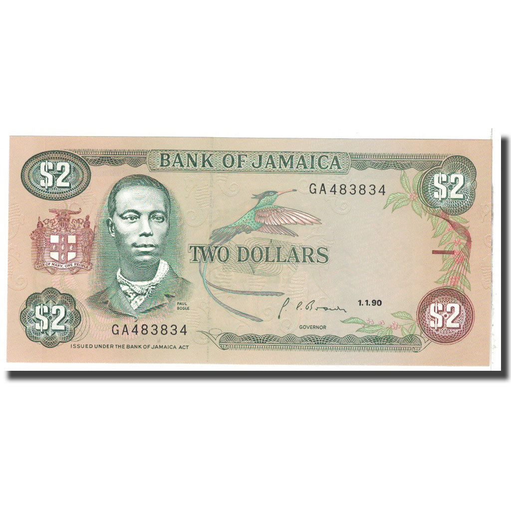 Banknote, Jamaica, 2 Dollars, 1990, 1990-01-01, KM:69d, UNC(65-70)
