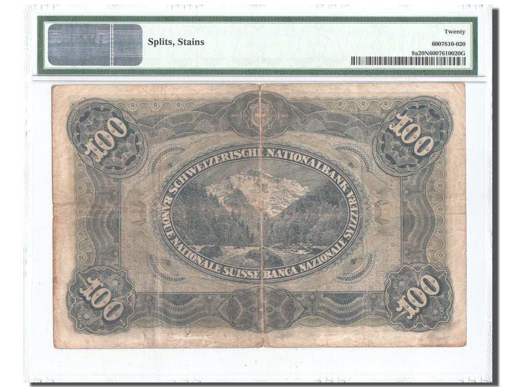 Banknote, Switzerland, 100 Franken, 1918, 1918-01-01, KM:9a, graded, PMG