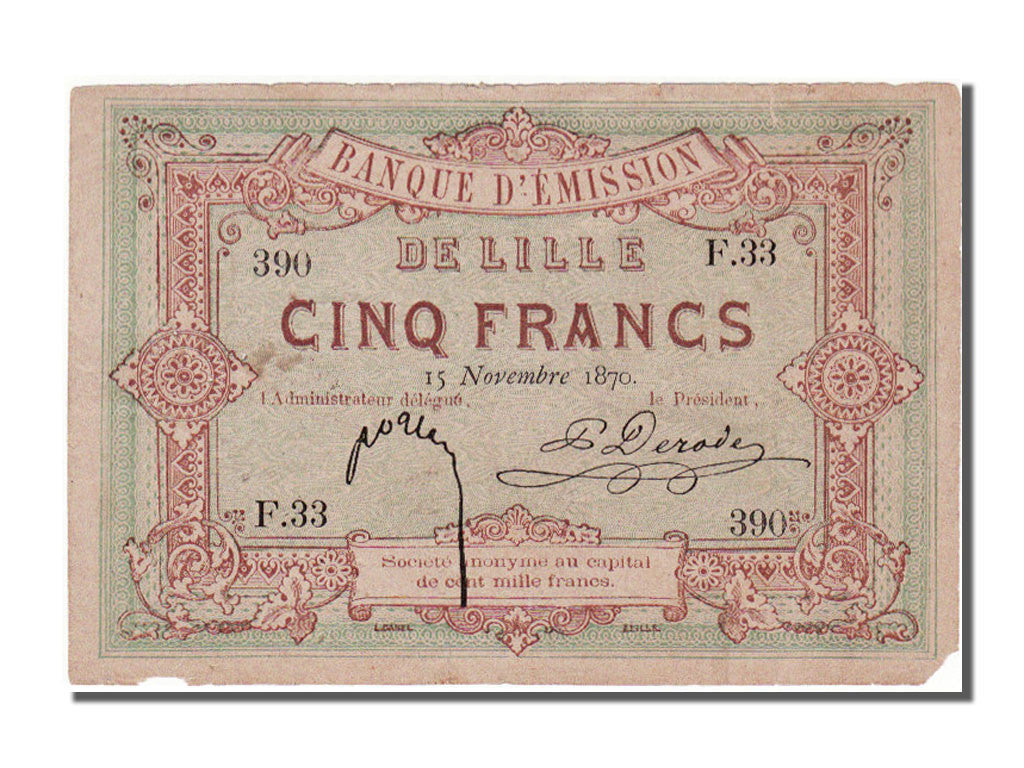 Geldschein, Frankreich, 5 Francs, 1870, SS