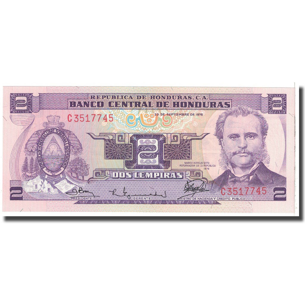 Banknote, Honduras, 2 Lempiras, 1976, 1976-09-23, KM:61, UNC(65-70)
