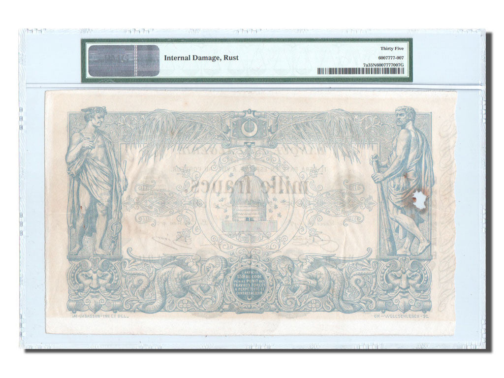 Banknote, Tunisia, 1000 Francs, 1918, 1918-11-21, KM:7a, graded, PMG