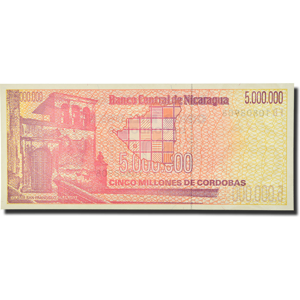 Banknote, Nicaragua, 5 Million Córdobas, 1990, KM:165, UNC(65-70)