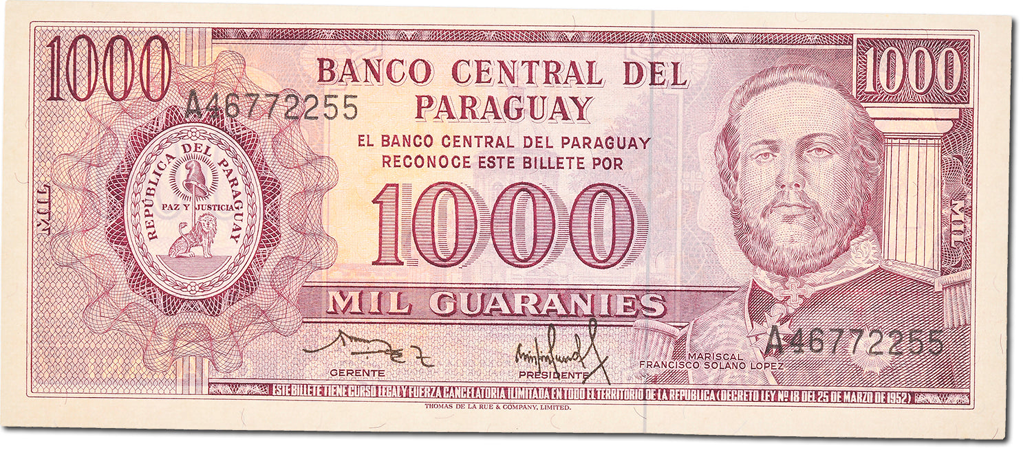 Banknote, Paraguay, 1000 Guaranies, 1982, KM:207, UNC(65-70)