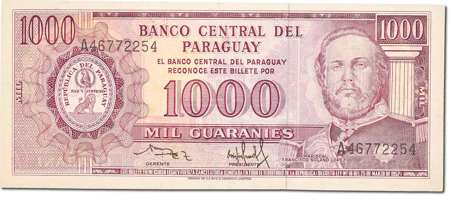 Banknote, Paraguay, 1000 Guaranies, 1982, KM:207, UNC(65-70)