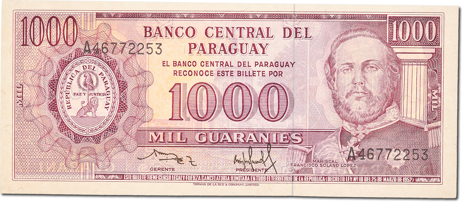 Banknote, Paraguay, 1000 Guaranies, 1982, KM:207, UNC(65-70)